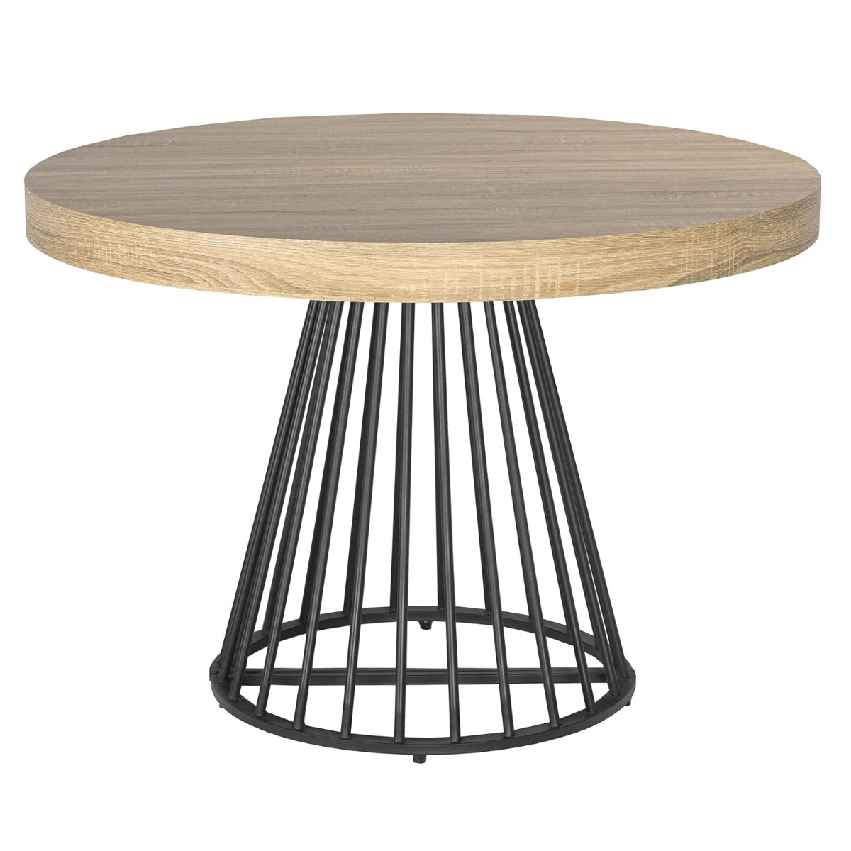 Table extensible ronde Axeline chêne clair pieds noir