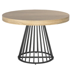 Table extensible ronde Axeline chêne clair pieds noir