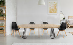Table extensible ronde Axeline chêne clair pieds noir