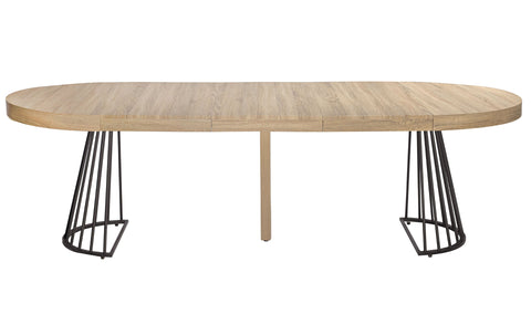Table extensible ronde Axeline chêne clair pieds noir
