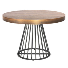 Table extensible ronde en bois noisette avec pieds noirs