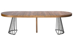 Table extensible ronde en bois noisette avec pieds noirs