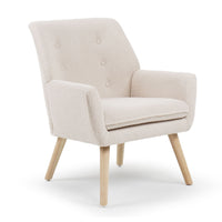Fauteuil en tissu bouclette crème avec dossier capitonné