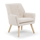 Fauteuil en tissu bouclette crème avec dossier capitonné