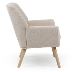 Fauteuil en tissu bouclette crème avec dossier capitonné