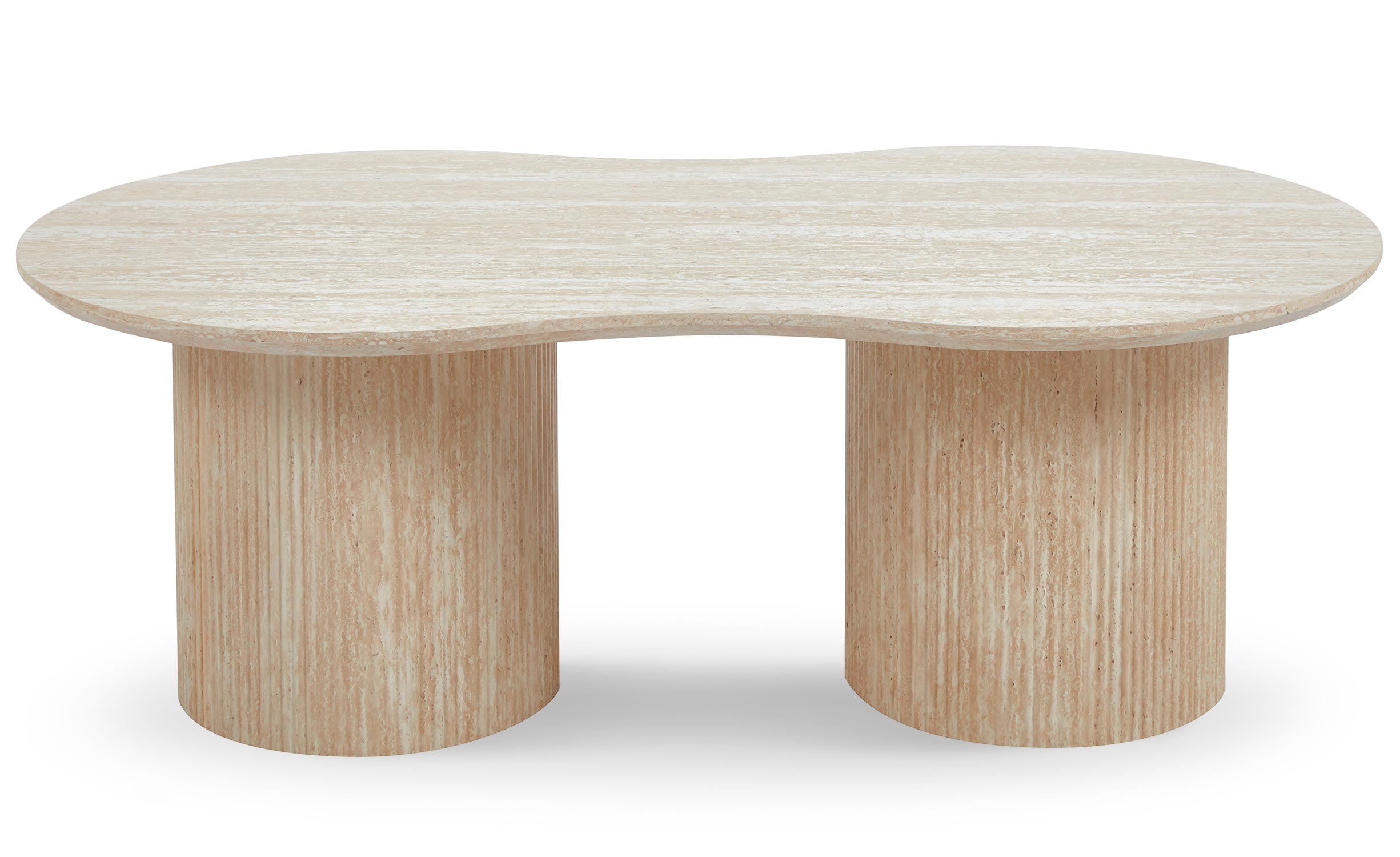 Table basse moderne 70x130cm avec pieds style colonnes Gwendoline Beige