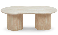 Table basse moderne 70x130cm avec pieds style colonnes Gwendoline Beige