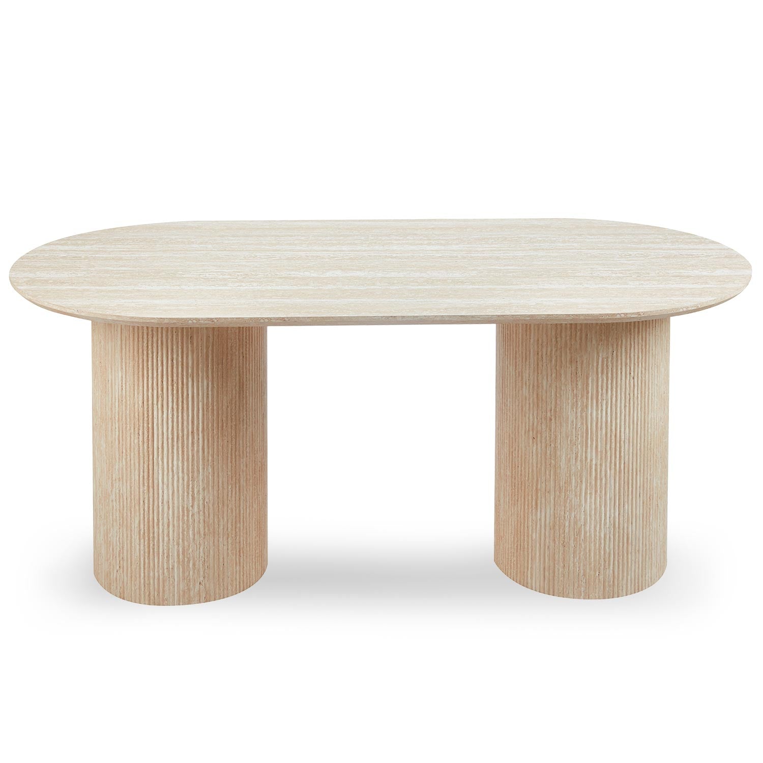 Table à manger moderne 90x180cm avec pieds style colonnes Gwendoline Beige