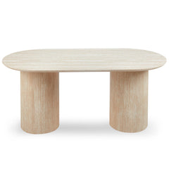 Table à manger moderne 90x180cm avec pieds style colonnes Gwendoline Beige