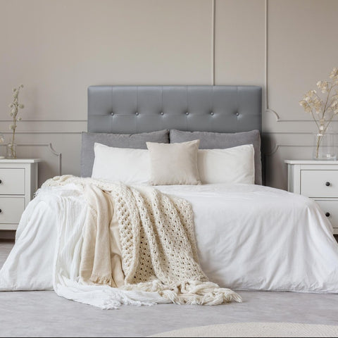 Cabecero Adelle 140 cm gris en polipiel