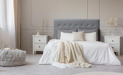 Tête de lit 160 cm capitonnée en simili cuir gris