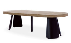 Table extensible ronde Binate chêne clair pieds noir