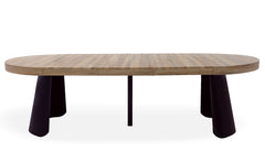 Table extensible ronde Binate chêne clair pieds noir