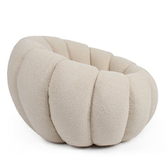 Fauteuil Bellina design coquillage tissu bouclette crème