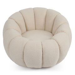 Fauteuil Bellina design coquillage tissu bouclette crème