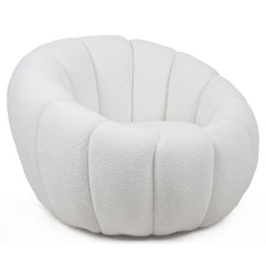 Fauteuil Bellina design coquillage tissu bouclette crème