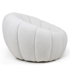 Fauteuil Bellina design coquillage tissu bouclette crème