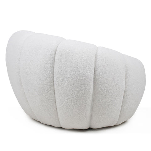 Fauteuil Bellina design coquillage tissu bouclette crème