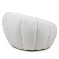 Fauteuil Bellina design coquillage tissu bouclette crème