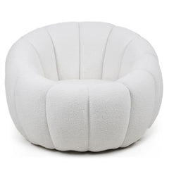 Fauteuil Bellina design coquillage tissu bouclette crème