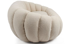 Canapé 2 Places design coquillage Horizan Tissu bouclette Crème