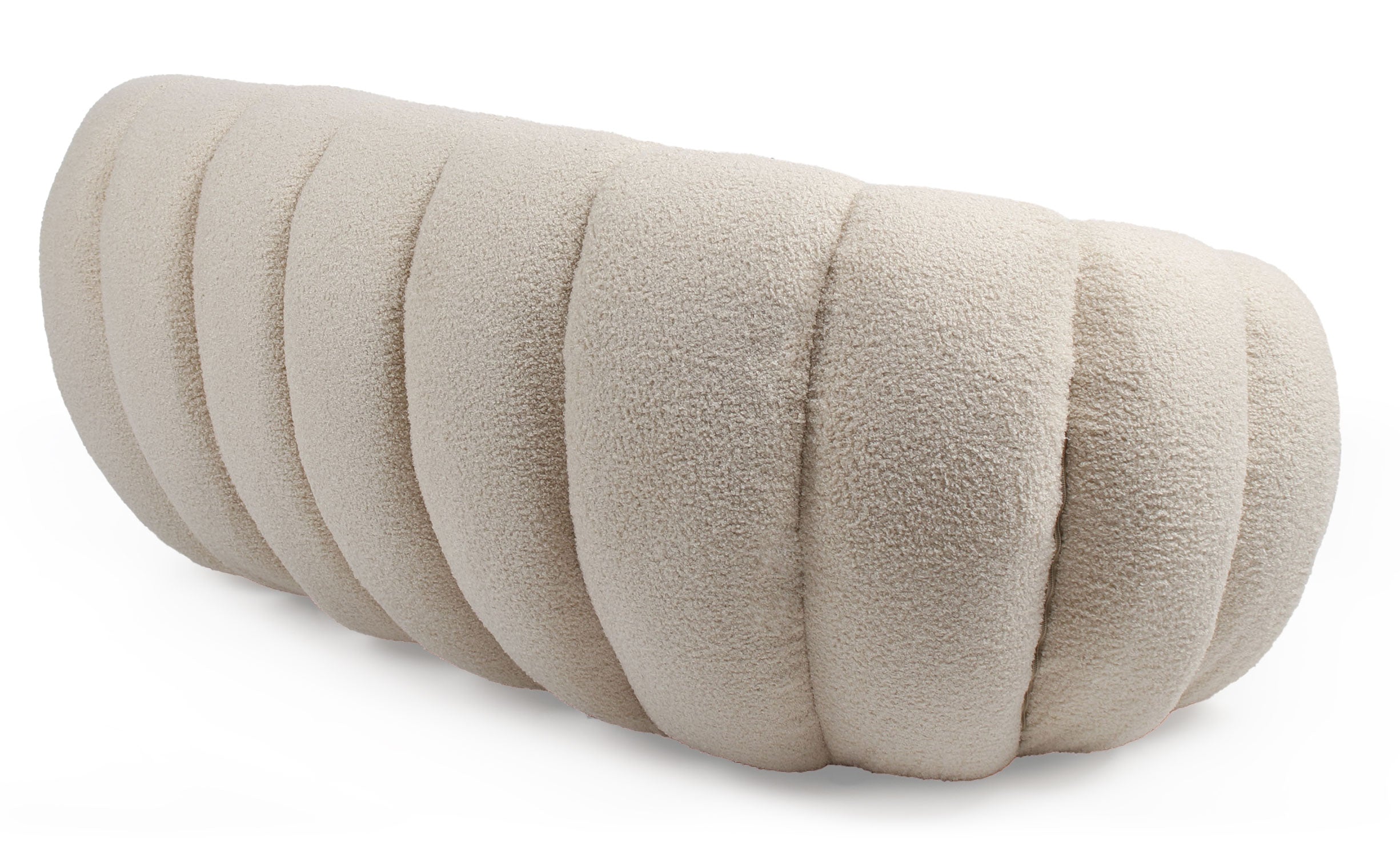 Canapé 2 Places design coquillage Horizan Tissu bouclette Crème
