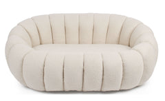 Canapé 2 Places design coquillage Horizan Tissu bouclette Crème