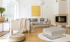 Pouf carré Hudson Tissu Beige