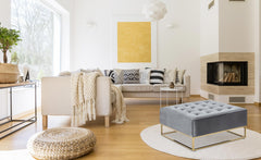 Pouf carré Hudson Velours Argent