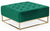 Pouf carré velours vert pieds métal doré