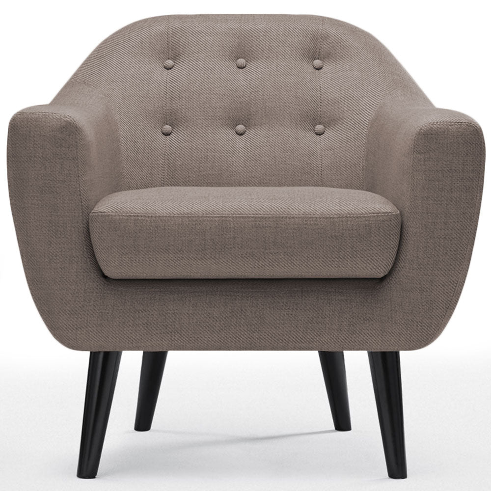 Le fauteuil scandinave Fidelio Tissu Taupe de face