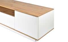 Meuble TV au design linéaire Iliade L180cm Bois clair et Blanc