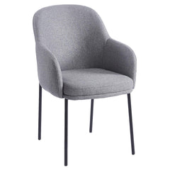 Lot de 4 chaises modernes matelassées Inaya Métal Noir et Tissu Gris