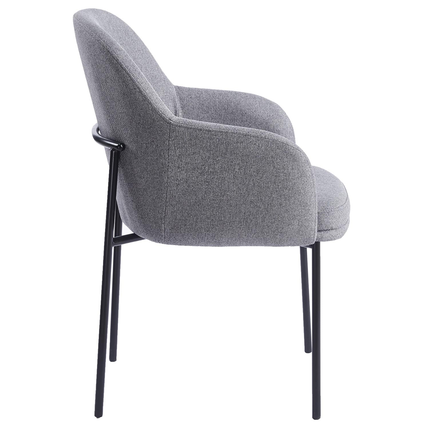 Lot de 4 chaises modernes matelassées Inaya Métal Noir et Tissu Gris