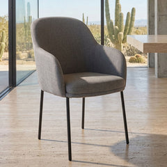 Lot de 2 chaises modernes matelassées Inaya Métal Noir et Tissu Gris
