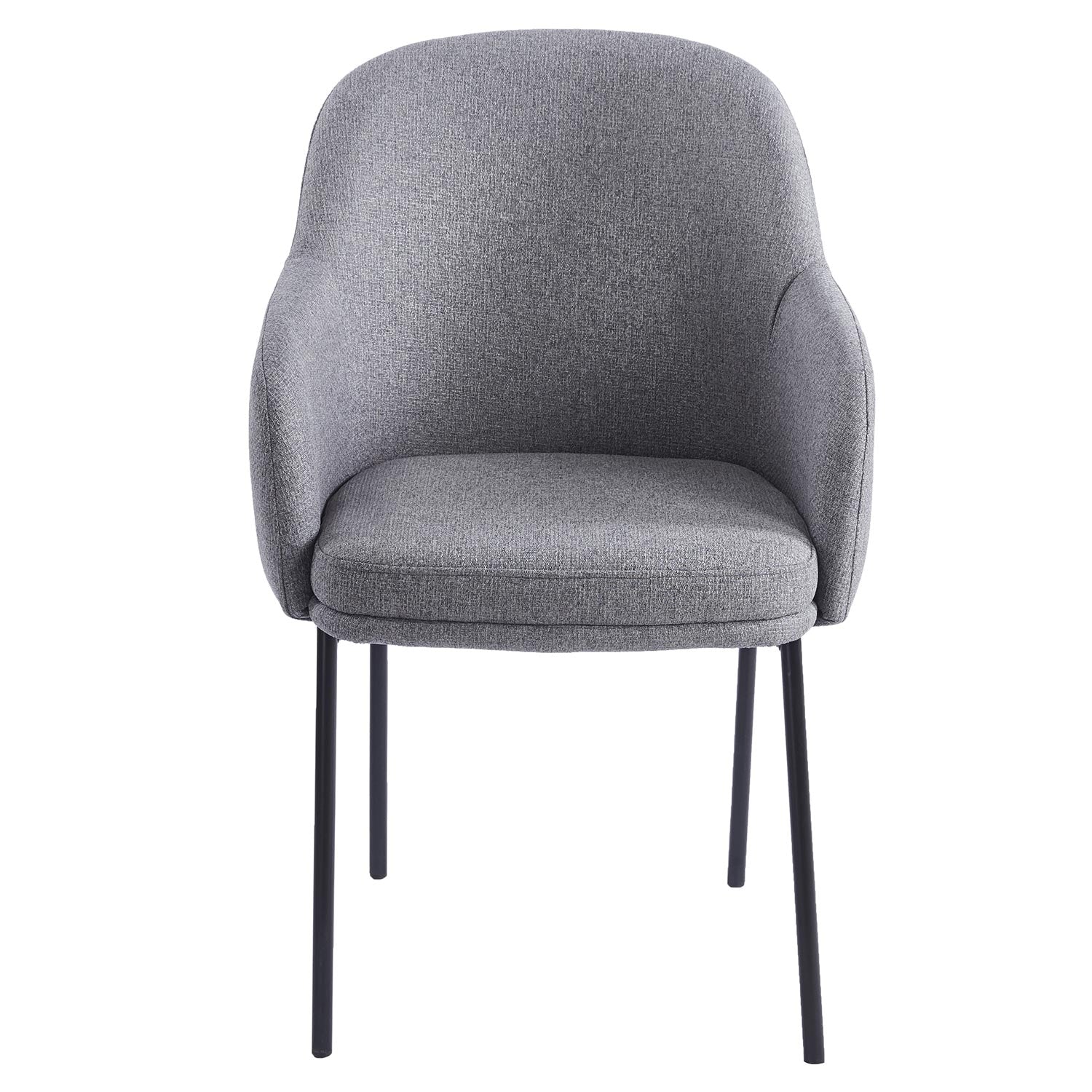 Lot de 4 chaises modernes matelassées Inaya Métal Noir et Tissu Gris