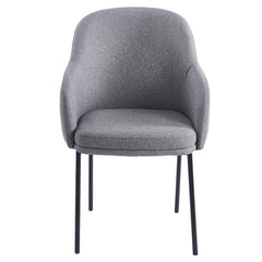 Lot de 2 chaises modernes matelassées Inaya Métal Noir et Tissu Gris