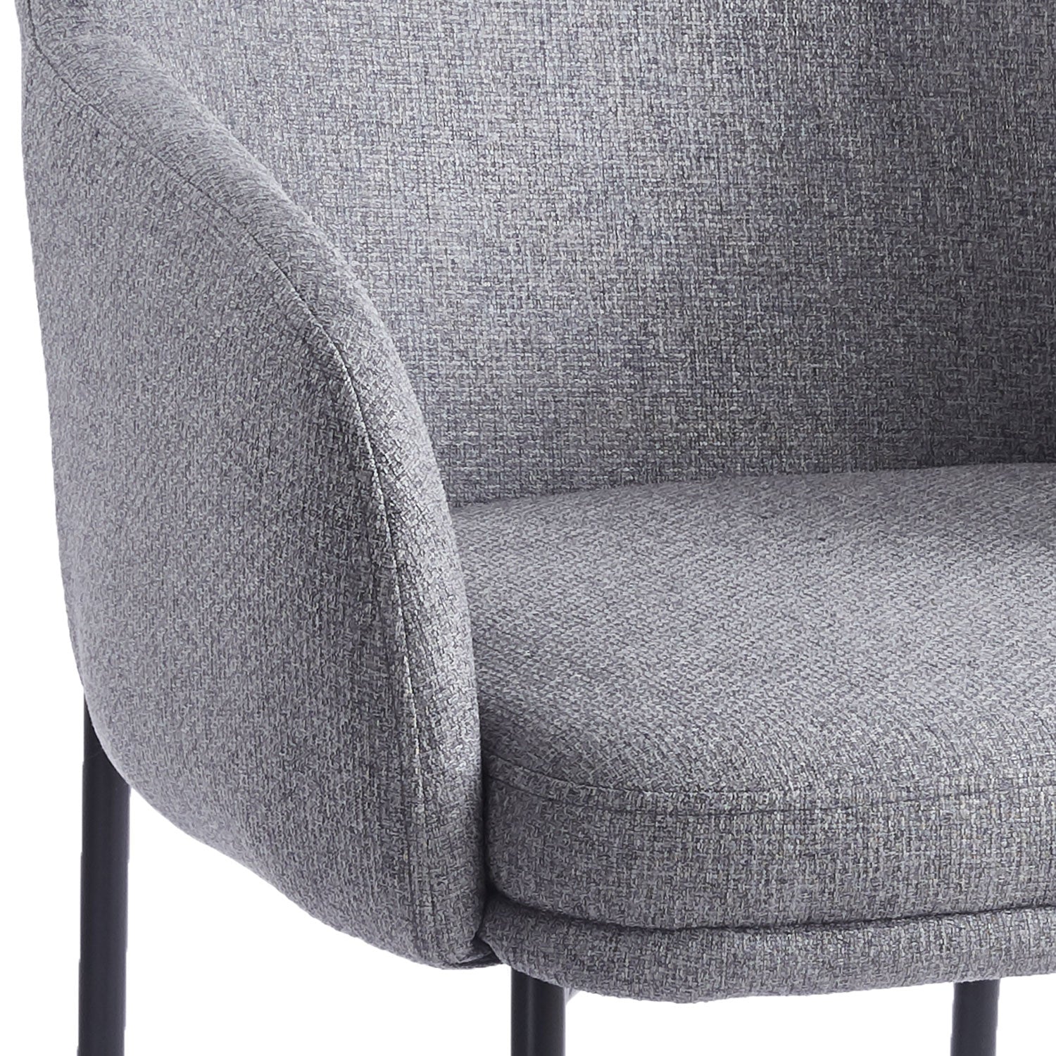 Lot de 4 chaises modernes matelassées Inaya Métal Noir et Tissu Gris