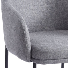 Lot de 4 chaises modernes matelassées Inaya Métal Noir et Tissu Gris