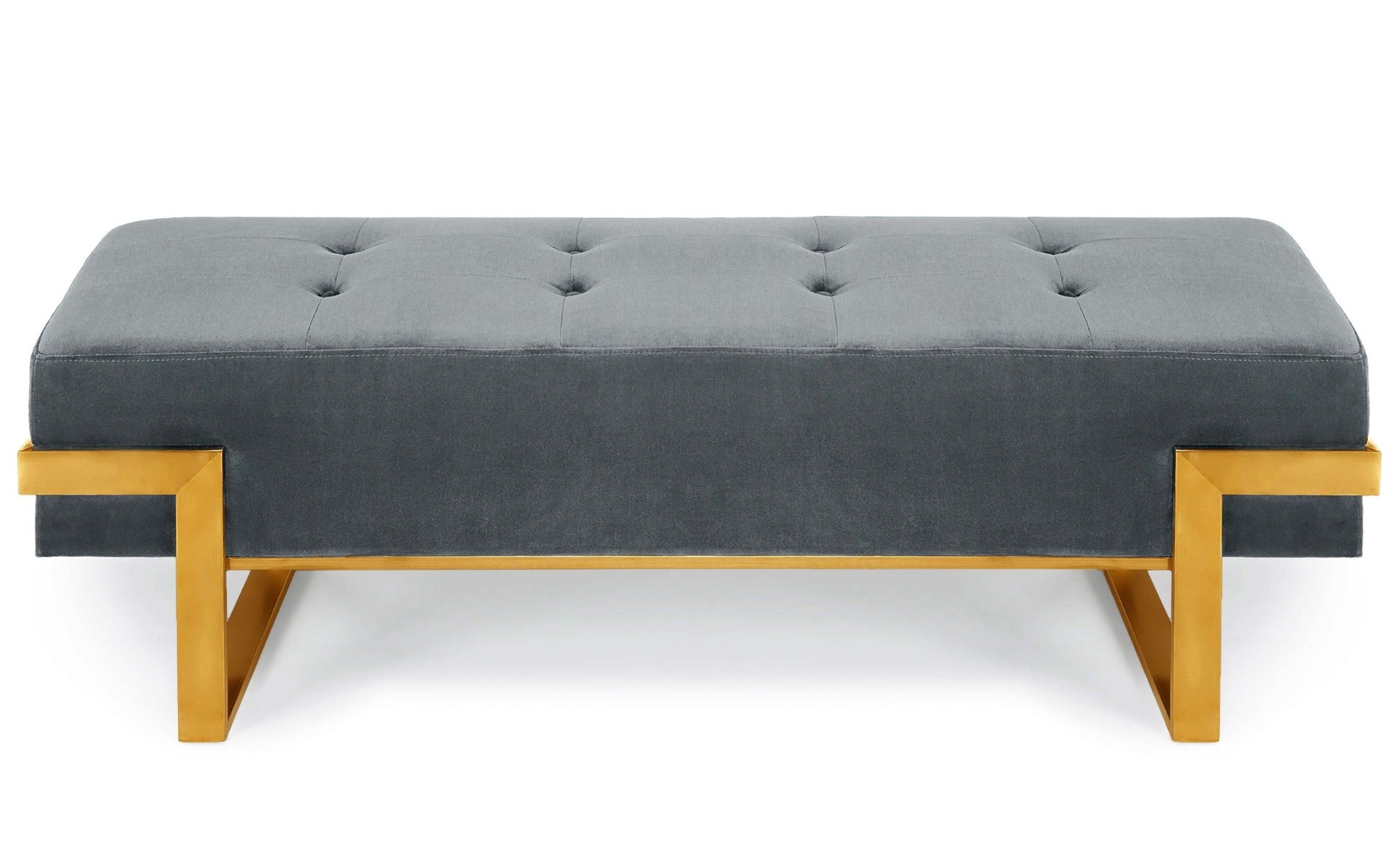 Banquette Istanbul Velours Argent Pieds Or