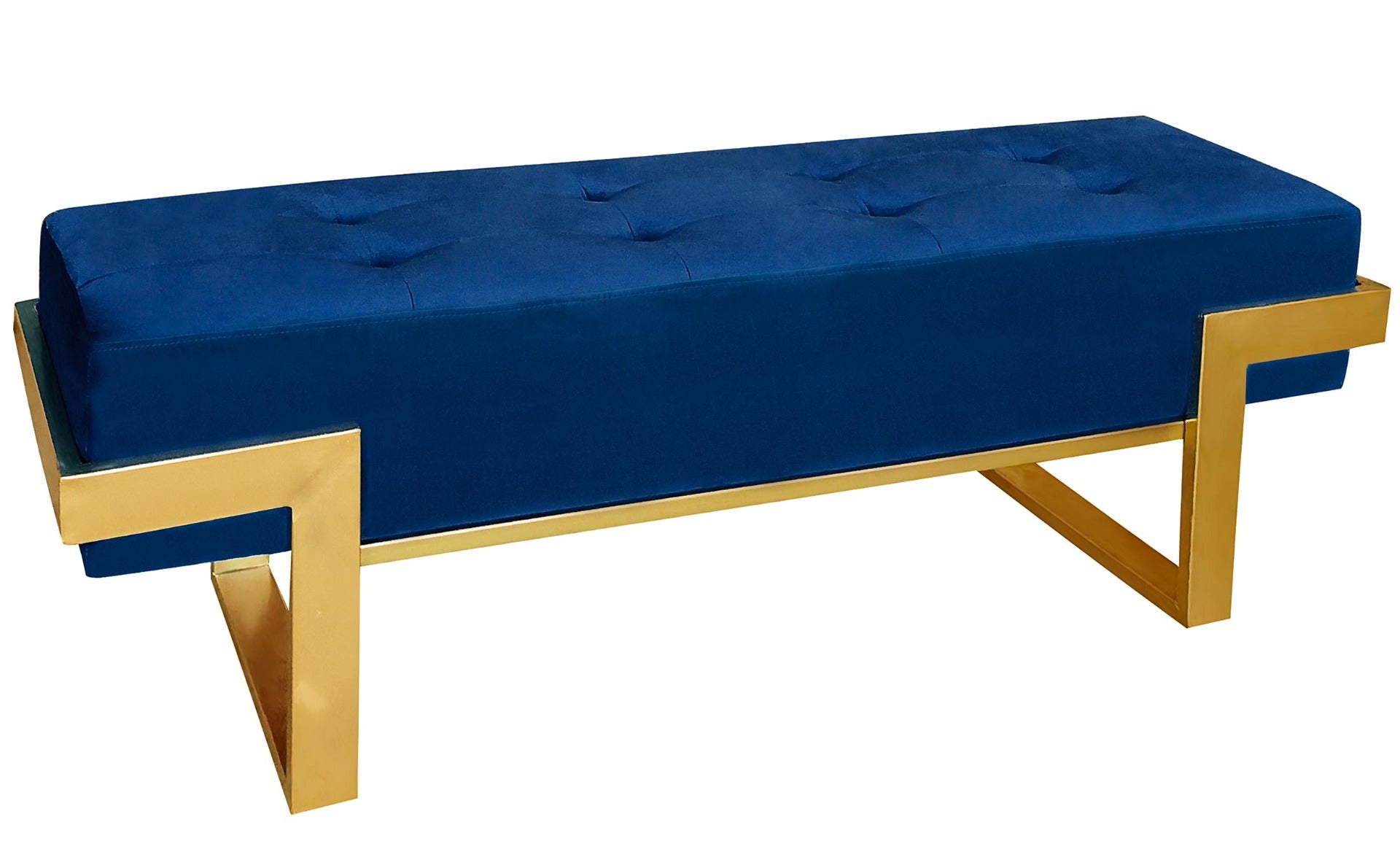 Banquette Istanbul Velours Bleu Pieds Or