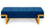 Banquette Istanbul en velours bleu avec pieds dorés