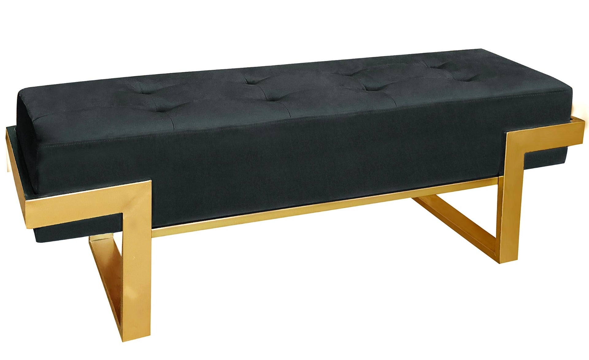 Banquette Istanbul Velours Noir Pieds Or