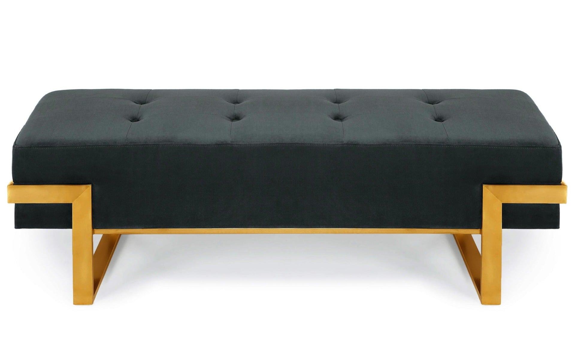 Banquette Istanbul Velours Noir Pieds Or
