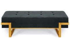 Banquette Istanbul Velours Noir Pieds Or