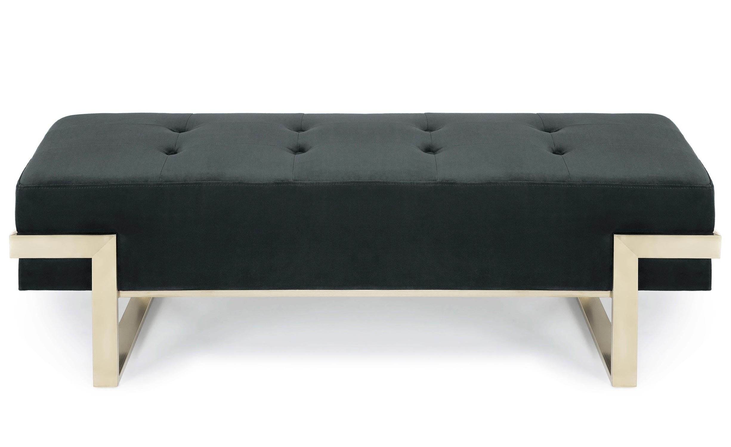 Banquette Istanbul Velours Noir Pieds Or