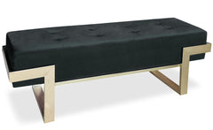Banquette Istanbul Velours Noir Pieds Or