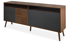 Buffet moderne avec portes battantes Jarvis Bois foncé et Gris