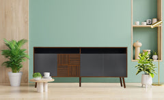 Buffet avec portes battantes Bitian en bois foncé et gris
