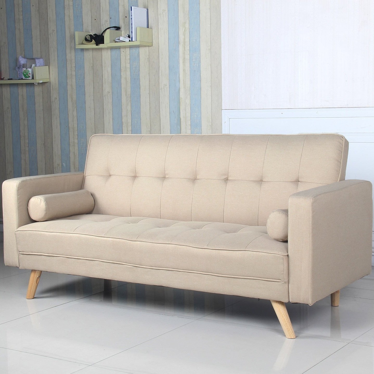 Canapé convertible scandinave Slow Tissu Beige